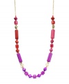 A vibrant mix of hues combine to form the latest trend of colorblocking. Style&co.'s stylish necklace features double-sided beads crafted from copper and red and purple acrylic. Chain and setting made in gold-plated mixed metal. Approximate length: 42 inches.