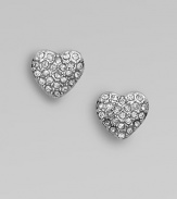 Dazzle in this charming heart-shaped style. Argento plated brassGlass stonesSize, about ¼Bolt clutch backImported 