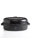 With Martha Stewart's roaster even the biggest bird gets heated and cooked evenly for a dish so tender it melts in your mouth. The sturdy enamel of this roaster is easy to wipe clean and its heat conductivity shortens cook time without sacrificing rich presentation. Lifetime warranty. (Clearance)