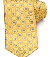 Canali invokes Eastern influence with a pattern of circular mandalas for an artful addition to your fine collection of ties.