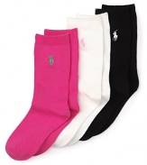 Ralph Lauren Childrenswear 3 Pack Flat Knit Socks - Girls 7-16