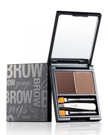 When brows are your wow show them off by using the best kit available. The split pan contains shaded brow wax for shaping, filling-in and extending. The complementing powder is the overcoat keeping them up and smooth all day. With accessory tweezers and brushes, this little set is a powerhouse for brows. When brows are your wow show them off by using the best kit available. The split pan contains shaded brow wax for shaping, filling-in and extending. The complementing powder is the overcoat keeping them up and smooth all day. With accessory tweezers and brushes, this little set is a powerhouse for brows.
