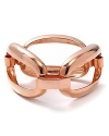 Bold oval links lend a powerful accent to Carolee's rose gold-plated bracelet. For maximum impact wear this bauble solo.