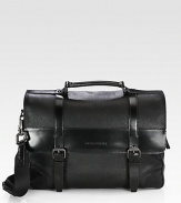 Luxurious calfskin leather stores all your essentials in style in this roomy, crossbody carryall crafted in structured, silhouette.Flap, magnetic closureTop handleRemovable/adjustable shoulder strapInterior pocketsCanvas liningLeather16W x 12H x 3DMade in Italy
