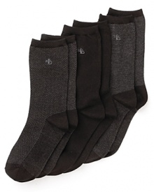 A three pack of classic tweed trouser socks with signature logo embroidered at ankle.