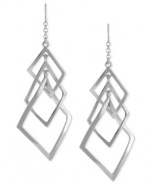 Make a connection with this pair of link earrings from Kenneth Cole New York. Crafted from silver-tone mixed metal, the set features connected squares stylishly dangling. Approximate drop: 3-1/2 inches.