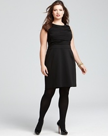 This Tahari Woman dress perfects the LBD with a perfectly tailored, sculptural silhouette that's crinkled at the bodice for textural appeal. This Tahari Woman dress perfects the LBD with a perfectly tailored, sculptural silhouette that's crinkled at the bodice for textural appeal.