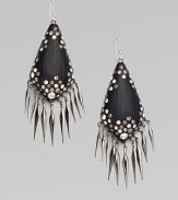 An elegant, yet downtown chic design with Swarovski crystals and a pretty fringe. LuciteSwarvoski crystalsRutheniumSterling silver French wireLength, about 3Width, about 1Made in USA