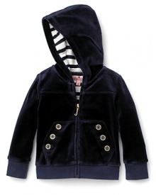 Juicy Couture Girls' Long Sleeve Stripe Slub Jersey Hoodie - Sizes 2-5 Juicy Couture Girls' Long Sleeve Stripe Slub Jersey Hoodie - Sizes 2-5