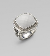 From the Albion Collection. An elegant Yurman design, offering a faceted white agate, framed in pavé diamonds, on a split cable band of sterling silver.Agate Diamonds, 0.48 tcw Sterling silver Diameter, about 1 Imported