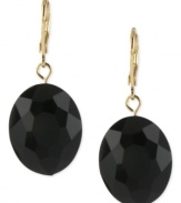 Own the night with this pair of earrings from Kenneth Cole New York. A faceted black oval bead lies at the center of these earrings crafted from gold-tone mixed metal. Approximate drop: 1-1/2 inches.