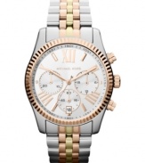 Three's company on this chic tri-tone watch from Michael Kors' Lexington collection.