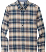 Classic plaid pairs with a slim fit giving this Lucky Brand Jeans shirt its modern and manly look.