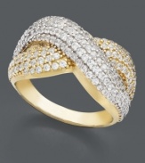 A versatile design to complement your entire jewelry collection. Ring features 14k gold over sterling silver crisscrossing bands decorated with sparkling cubic zirconia (1/2 ct. t.w.). Size 7.