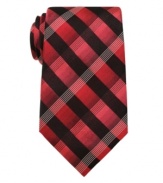 Get on the grid with this bold plaid tie from Alfani.