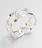 An unique style with hammered sterling silver links in a sleek, flat design. Sterling silverDiameter, about 2.5Slip-on styleImported 
