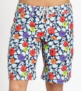 Fantastic florals adorns this beach favorite, tailored in quick-drying nylon.Drawstring tie waistFully linedInseam, about 10PolyamideMachine washImported