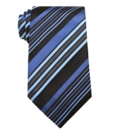 Stripes really make a statement. In fact, they'll be saying all the right things on this Geoffrey Beene tie that's sure to make you the topic of conversation.