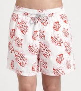 A brilliant turtle print adorns these quick-dry trunks, complete with drawstring waist and back eyelets to avoid a ballooning effect.Drawstring elastic waistBack flap pocket with grip-tape closureMesh liningPolyamideMachine washImported