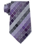 Contrasting colors give this tie from Kenneth Cole Reaction just the right angle no matter which way you look at it.