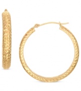 A shining statement. These hoop earrings from YellOra™ display an elegant touch through a combination of pure gold, sterling silver and palladium. Approximate diameter: 1-1/8 inches.