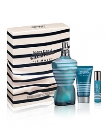 This fall, LE MALE presents a best-selling mix of the large 125 mL Eau de Toilette and 9 mL travel spray, along with a 1.6 oz. Shower Gel. The set is offered in a sailor-striped, signature gift box. This fall, LE MALE presents a best-selling mix of the large 125 mL Eau de Toilette and 9 mL travel spray, along with a 1.6 oz. Shower Gel. The set is offered in a sailor-striped, signature gift box.