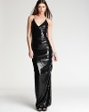 Nicole Miller V-Neck Gown - Fitted Sequin Gown