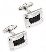 Stylish and sophisticated. Dress up your favorite work shirt with these sleek sterling silver and onyx (5 ct. t.w.) cuff links. Approximate length: 7/8 inch. Approximate width: 5/8 inch.