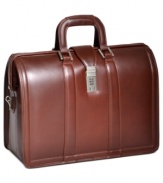 Case in point. This leather briefcase from McKlein carries itself with a refined, business savvy style, boasting three convenient compartments, including a padded middle section to keep your laptop safe and sound. A three-digit combination lock ensures the utmost security wherever you go. One-year warranty.