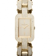 A feminine timepiece from Michael Kors' Brit collection heavily embellished with Swarovski elements.