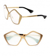 A unique, star-shaped frame is crafted in lightweight brushed gold metal. Available in brushed gold metal with brown gradient lens. Metal logo temples100% UV protectionMade in Italy