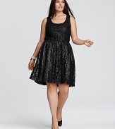 Luxe lace embellishes this pretty Love Ady dress, creating a ladylike update to the always-essential LBD.