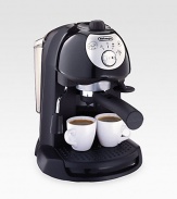 Enjoy delicious espresso made your way with this retro pump espresso and cappuccino maker. Stylish and functional, you can choose to brew ground espresso or ESE pods with a unique, patented dual-filter holder. The choice is yours, making your espresso truly made to order.