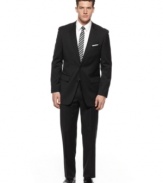 Go dark for your most sophisticated occasion in this classic, distinguished black suit from Alfani.