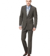 Stop worrying about what goes together. This Kenneth Cole taupe suit is neutral enough for any color palette.