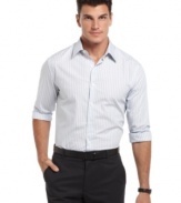 Embolden you business look with this striped shirt from Perry Ellis.