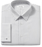 With a fine stripe and French cuffs, this Calvin Klein shirt proves sophistication is all in the details.