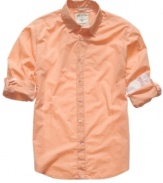 Plain and simple. Toss on this Guess button-front shirt, roll up your cuffs and you're good to go.