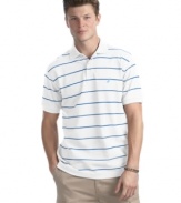 A bold choice for spring and summer, this striped deck shirt from Nautica brightens up your warm weather rotation.
