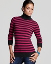 Bundle up with effortless chic in this C by Bloomingdale's striped sweater rendered in plush cashmere.