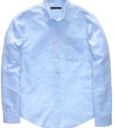 A subdued herringbone pattern gives this Calvin Klein Jeans shirt just enough presence to stand out.