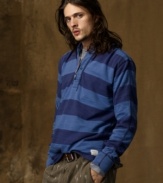 Sleek stripes lend cool nautical inspiration to a hooded long-sleeved knit, designed in ultra-comfortable cotton jersey for a laid-back look that transitions the seasons.