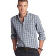 Rock your plaid in a slimmed-down fit with the classic tartan pattern of these AJ Izod shirts. (Clearance)
