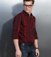 A perfect combination of seasonal colors, this shirt from INC is ready to be you night-out go to.