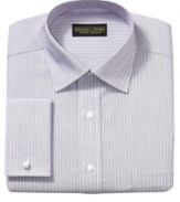 Stripe your way to success with the fine lines of this well-appointed dress shirt from Donald Trump.