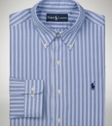 You can never go wrong with a clean, classic stripe. This look from Polo Ralph Lauren is a perennial favorite.