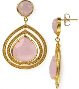Gold and rose quartz earrings from Coralia Leets instantly exoticize your ensemble. Pair them with a flowy dress or silk blouse for a look that's beautifully bohemian.