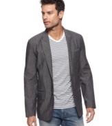 Take your boardroom style down a notch with this casually cool blazer from Marc Ecko Cut & Sew.