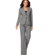 This elegant suit from Tahari by ASL gives you a long, lean silhouette with classic two-button suit styling at a price that's just as pretty.