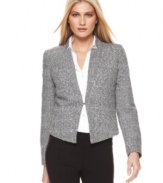 With clean lines, this tweed Calvin Klein fitted jacket adds sleek & modern style to your spring look!